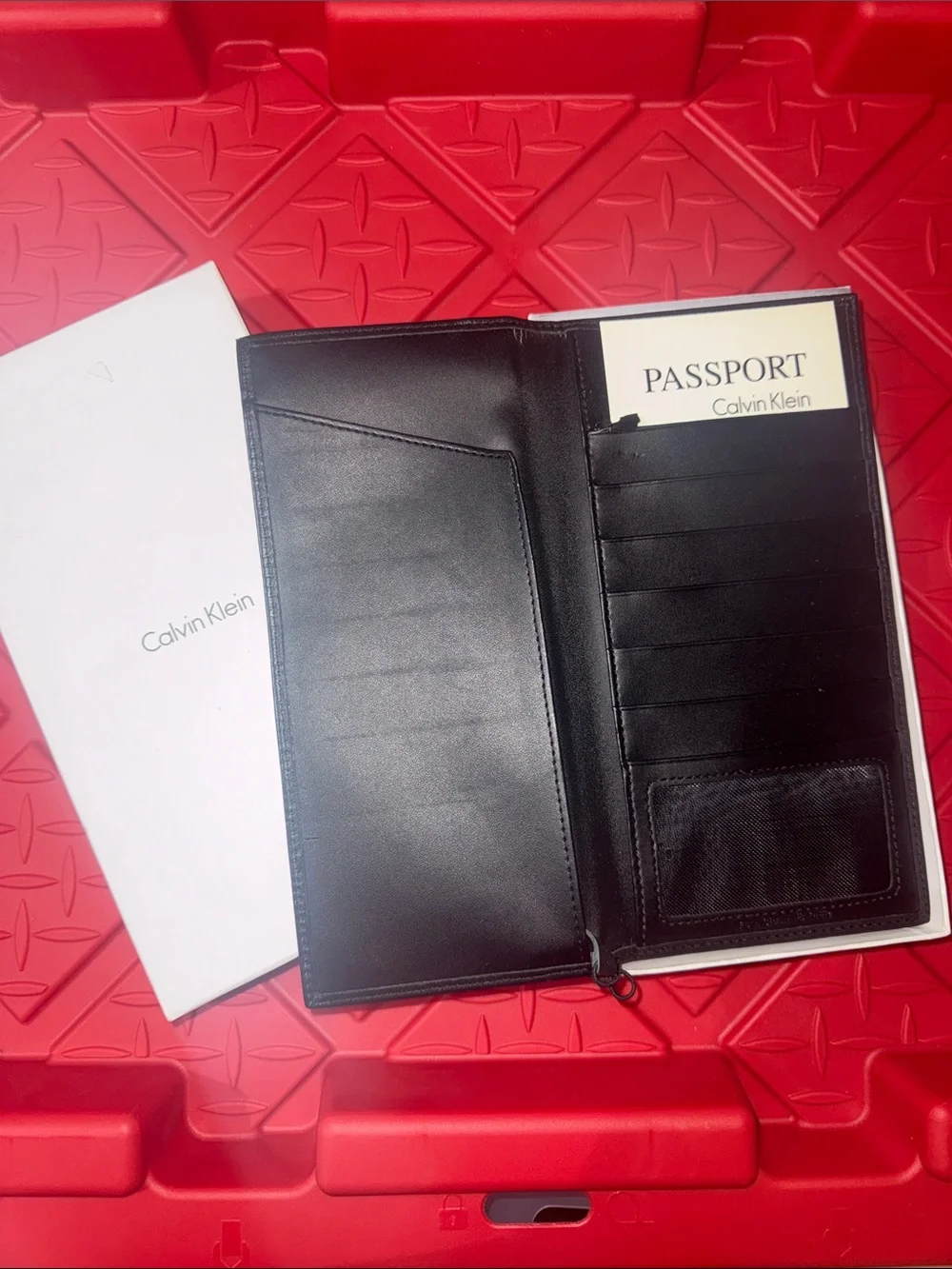 Calvin Klein Black Leather Travel Passport Organizer